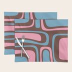 Mid-Century Modern Abstract Palm Springs Eclectic Pattern in Pink Brown Light Blue Placemat Gallery Image 1