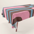 Mid-Century Modern Abstract Palm Springs Eclectic Pattern in Pink Brown Light Blue Tablecloth Gallery Image 1