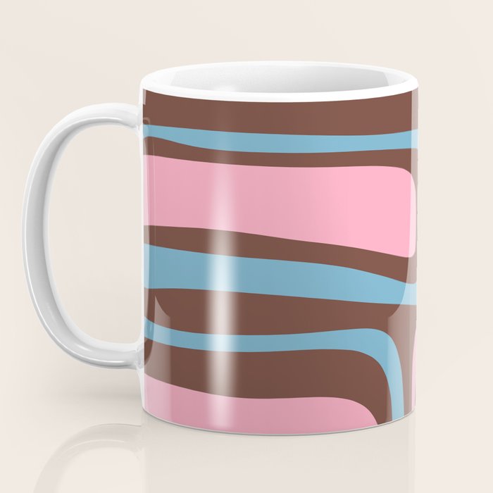 Mid-Century Modern Abstract Palm Springs Eclectic Pattern in Pink Brown Light Blue Coffee Mug Gallery Image 3