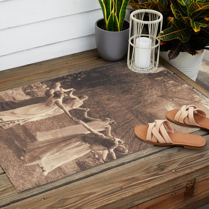 Circle Of Witches Vintage Women Dancing Outdoor Rug Gallery Image 2
