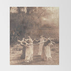 Circle Of Witches Vintage Women Dancing Throw Blanket Gallery Image 2