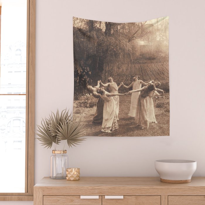 Circle Of Witches Vintage Women Dancing Wall Tapestry Gallery Image 2