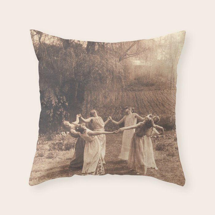 Circle Of Witches Vintage Women Dancing Throw Pillow Gallery Image 6