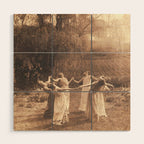 Circle Of Witches Vintage Women Dancing Wood Wall Art Gallery Image 1