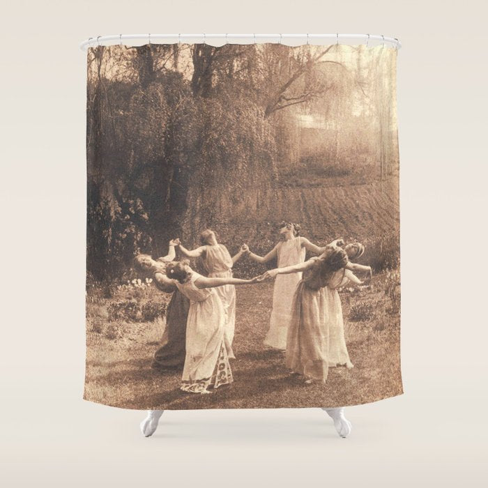 Circle Of Witches Vintage Women Dancing Shower Curtain Gallery Image 1
