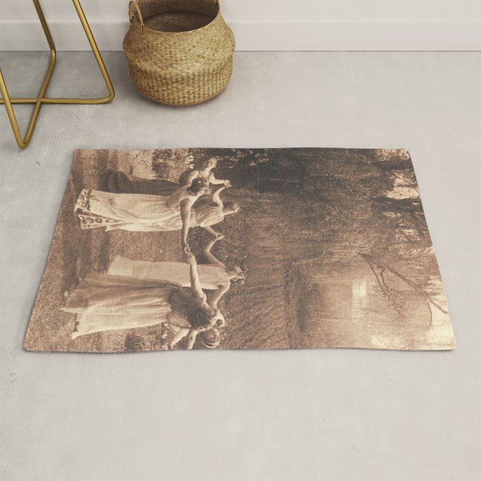 Circle Of Witches Vintage Women Dancing Rug Gallery Image 1