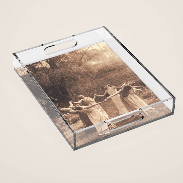 Circle Of Witches Vintage Women Dancing Acrylic Tray Gallery Image 1