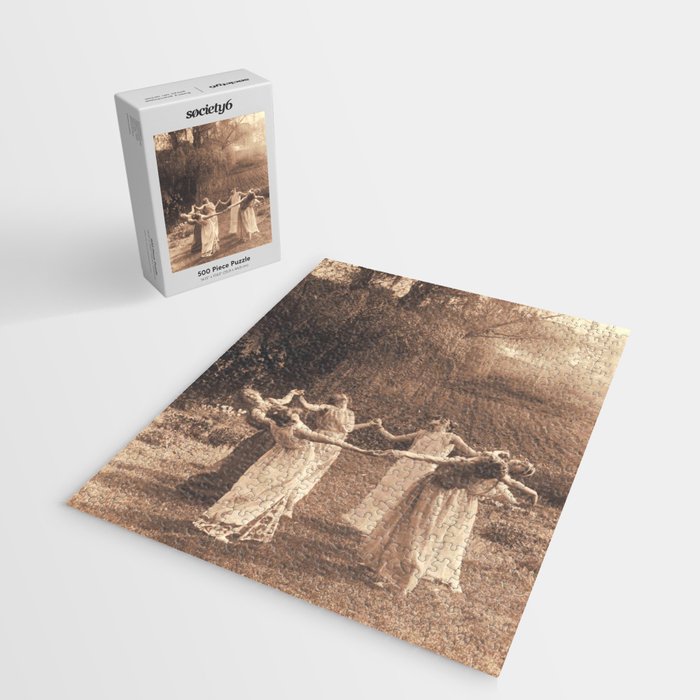Circle Of Witches Vintage Women Dancing Jigsaw Puzzle Gallery Image 2