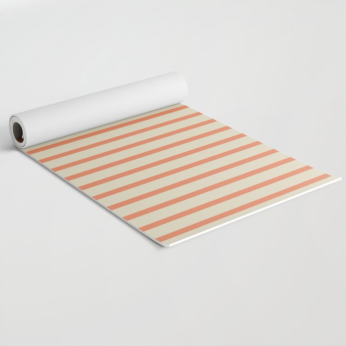 Classic Modern Retro Vertical Stripe Pattern in Cream Beige and Light Pumpkin Orange Yoga Mat Gallery Image 2