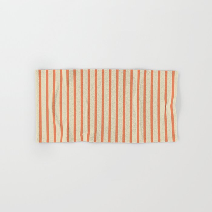 Classic Modern Retro Vertical Stripe Pattern in Cream Beige and Light Pumpkin Orange Bath Towel Gallery Image 1