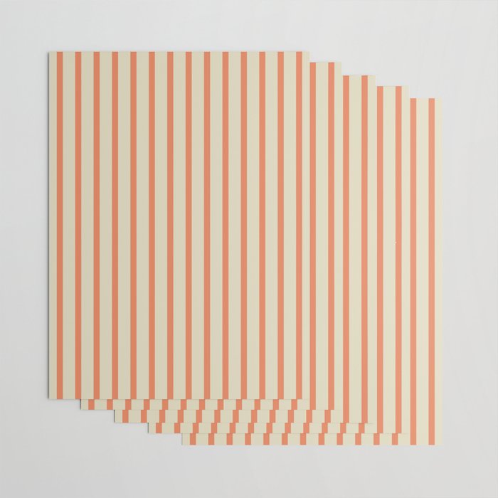 Classic Modern Retro Vertical Stripe Pattern in Cream Beige and Light Pumpkin Orange Wrapping Paper Gallery Image 3