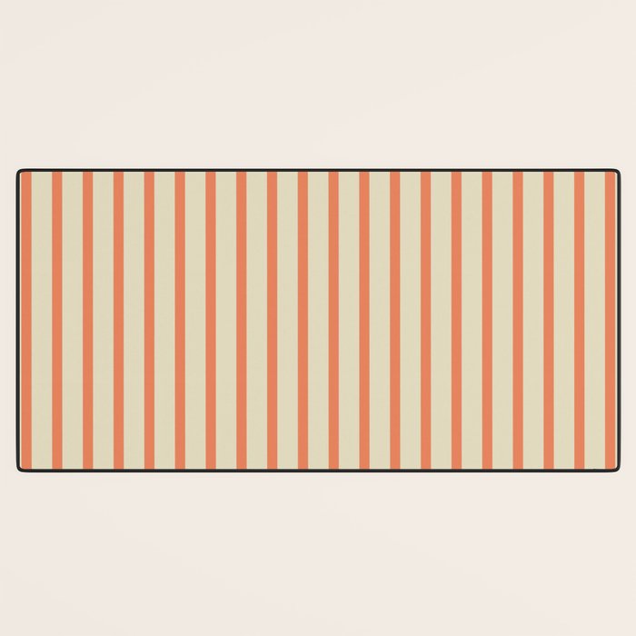 Classic Modern Retro Vertical Stripe Pattern in Cream Beige and Light Pumpkin Orange Desk Mat Gallery Image 3