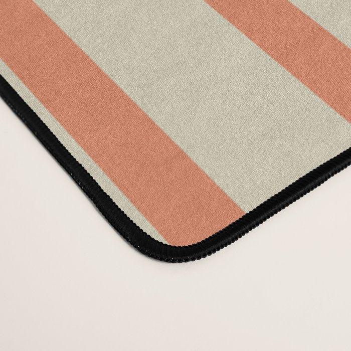 Classic Modern Retro Vertical Stripe Pattern in Cream Beige and Light Pumpkin Orange Desk Mat Gallery Image 4