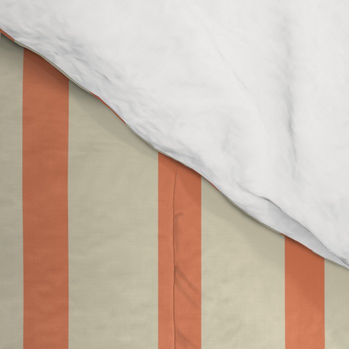 Classic Modern Retro Vertical Stripe Pattern in Cream Beige and Light Pumpkin Orange Comforter Gallery Image 4