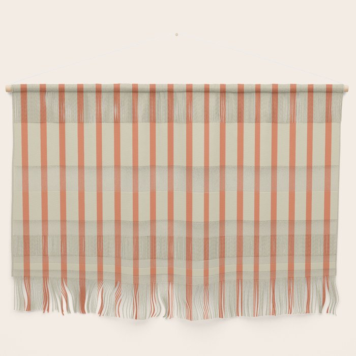 Classic Modern Retro Vertical Stripe Pattern in Cream Beige and Light Pumpkin Orange Wall Hanging Gallery Image 1