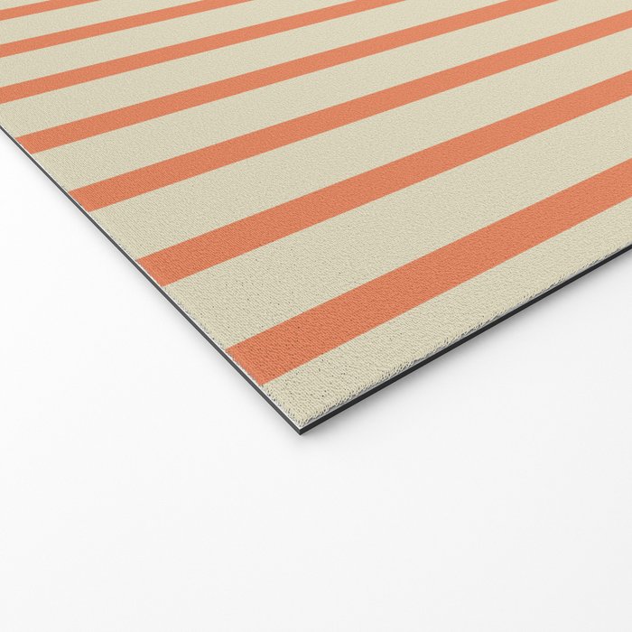 Classic Modern Retro Vertical Stripe Pattern in Cream Beige and Light Pumpkin Orange Welcome Mat Gallery Image 2