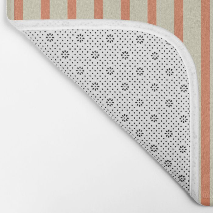 Classic Modern Retro Vertical Stripe Pattern in Cream Beige and Light Pumpkin Orange Bath Mat Gallery Image 2