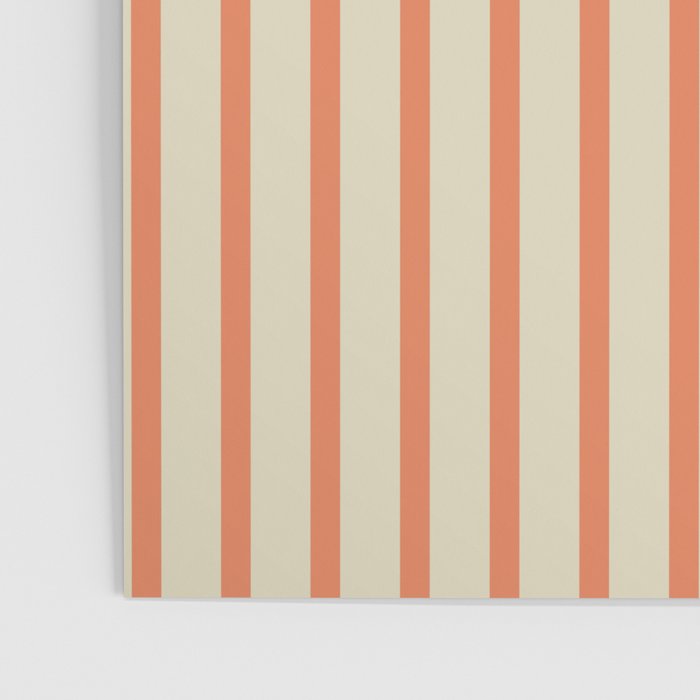 Classic Modern Retro Vertical Stripe Pattern in Cream Beige and Light Pumpkin Orange Poster Gallery Image 3