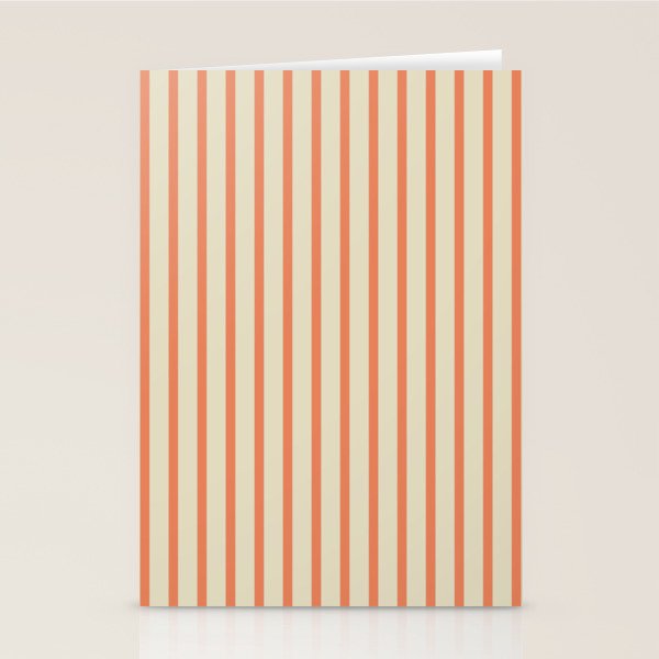 Classic Modern Retro Vertical Stripe Pattern in Cream Beige and Light Pumpkin Orange Stationery Card Gallery Image 1