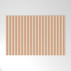Classic Modern Retro Vertical Stripe Pattern in Cream Beige and Light Pumpkin Orange Welcome Mat Gallery Image 1