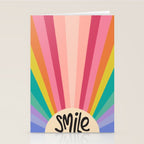 Smile - 70s Retro Sun Rainbow  Stationery Card Gallery Image 2