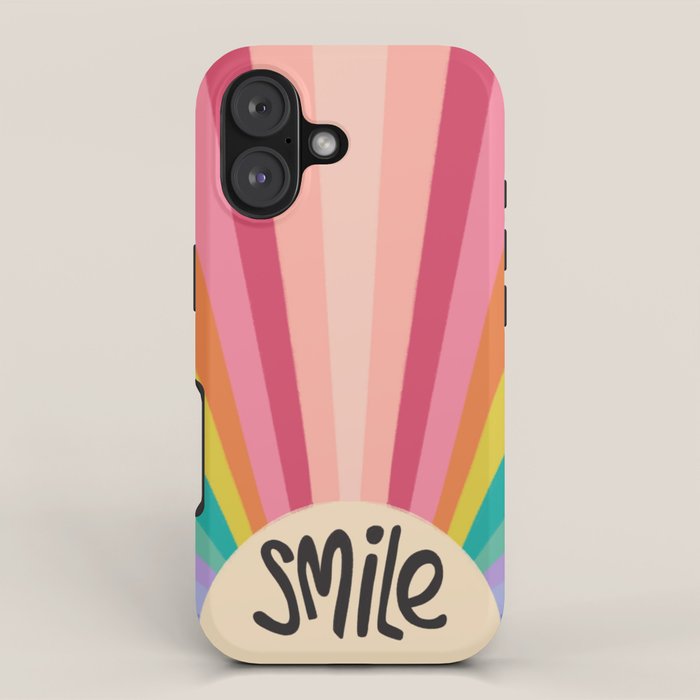 Smile - 70s Retro Sun Rainbow  iPhone Case Gallery Image 1