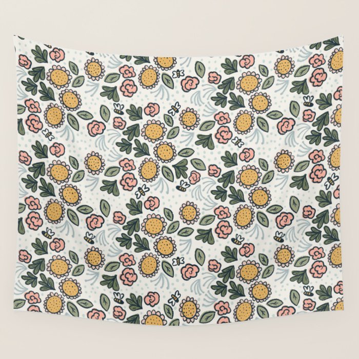 Bees in the Garden Wall Tapestry Gallery Image 1