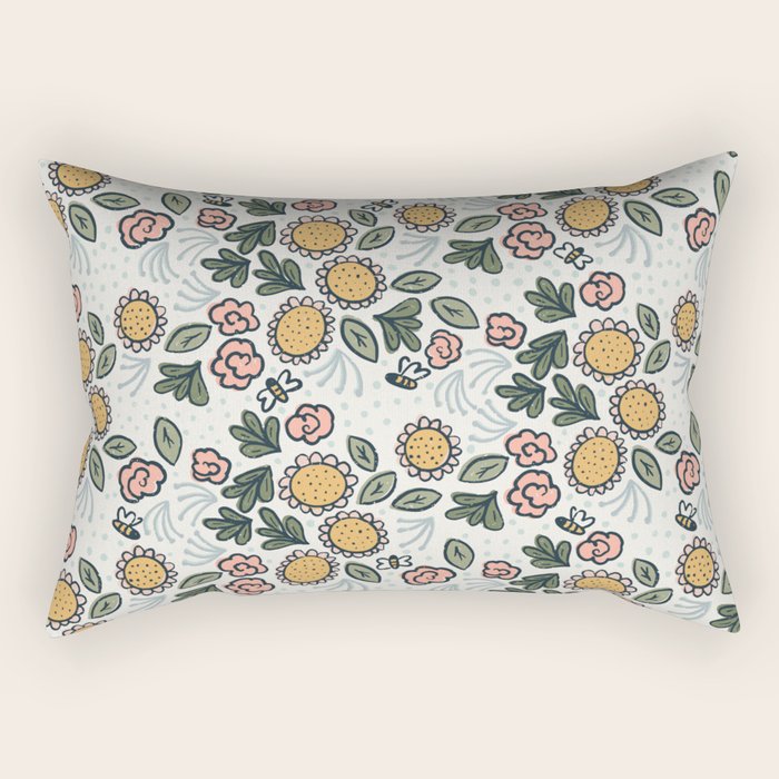 Bees in the Garden Rectangular Pillow Gallery Image 1