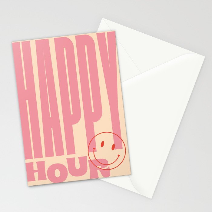 Happy Hour Pink Stationery Card Gallery Image 2