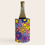 Groovy Retro Garden Gingham Flowers 60s 70s Maximalist Floral Pattern Pink Blue Yellow Wine Chiller Gallery Image 2