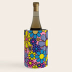 Groovy Retro Garden Gingham Flowers 60s 70s Maximalist Floral Pattern Pink Blue Yellow Wine Chiller Gallery Image 1
