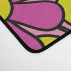 Groovy Retro Garden Gingham Flowers 60s 70s Maximalist Floral Pattern Pink Blue Yellow Desk Mat Gallery Image 4