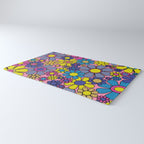 Groovy Retro Garden Gingham Flowers 60s 70s Maximalist Floral Pattern Pink Blue Yellow Rug Gallery Image 3