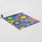 Groovy Retro Garden Gingham Flowers 60s 70s Maximalist Floral Pattern Pink Blue Yellow Yoga Mat Gallery Image 2