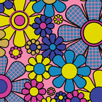 Groovy Retro Garden Gingham Flowers 60s 70s Maximalist Floral Pattern Pink Blue Yellow Coffee Mug Gallery Image 2