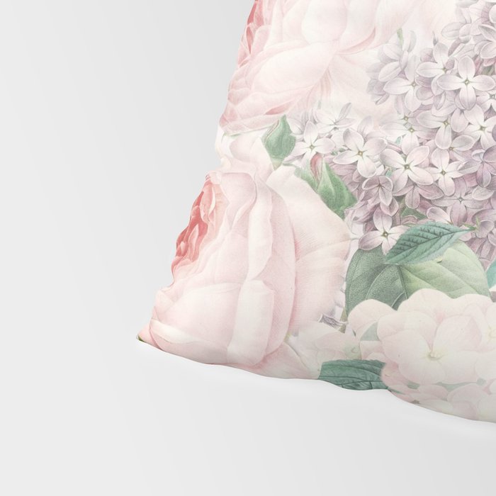 Vintage & Shabby Chic - Pastel Pink Botanical Summer Roses Garden Pillow Sham Gallery Image 4