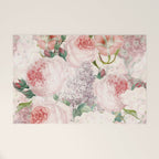 Vintage & Shabby Chic - Pastel Pink Botanical Summer Roses Garden Welcome Mat Gallery Image 1