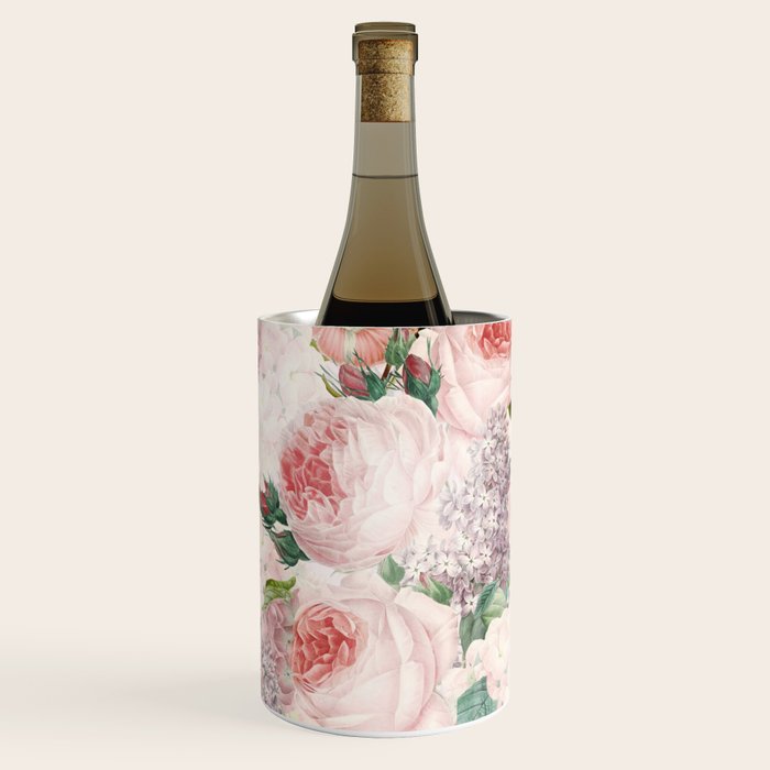 Vintage & Shabby Chic - Pastel Pink Botanical Summer Roses Garden Wine Chiller Gallery Image 2