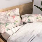 Vintage & Shabby Chic - Pastel Pink Botanical Summer Roses Garden Pillow Sham Gallery Image 2