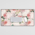 Vintage & Shabby Chic - Pastel Pink Botanical Summer Roses Garden Desk Mat Gallery Image 1