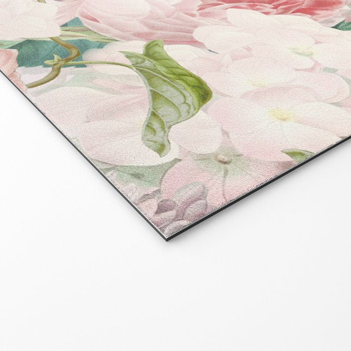 Vintage & Shabby Chic - Pastel Pink Botanical Summer Roses Garden Welcome Mat Gallery Image 2