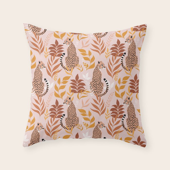 Summer Cheetah Pattern I - Terracotta  Throw Pillow Gallery Image 6