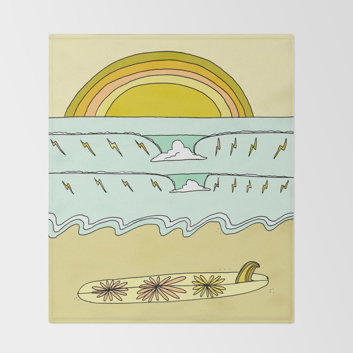 keep it simple // single fin // retro surf art by surfy birdy Throw Blanket Gallery Image 2