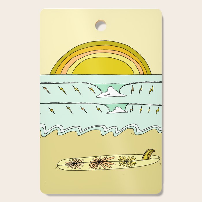 keep it simple // single fin // retro surf art by surfy birdy Cutting Board Gallery Image 1