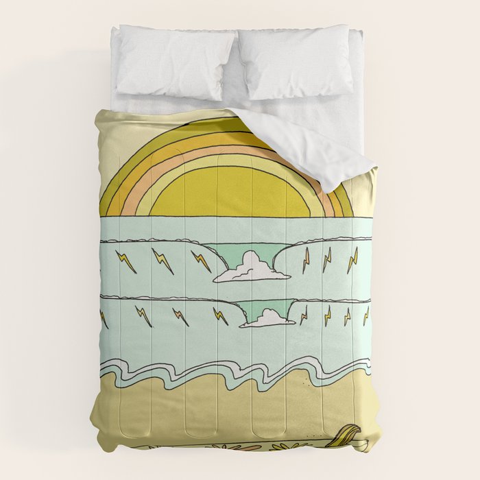 keep it simple // single fin // retro surf art by surfy birdy Comforter Gallery Image 6