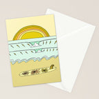keep it simple // single fin // retro surf art by surfy birdy Stationery Card Gallery Image 2