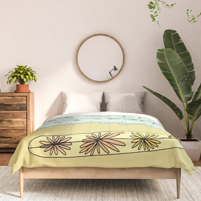 keep it simple // single fin // retro surf art by surfy birdy Comforter Gallery Image 3