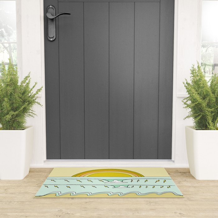 keep it simple // single fin // retro surf art by surfy birdy Welcome Mat Gallery Image 3