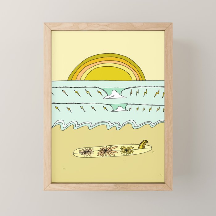 keep it simple // single fin // retro surf art by surfy birdy Mini Art Print Gallery Image 1