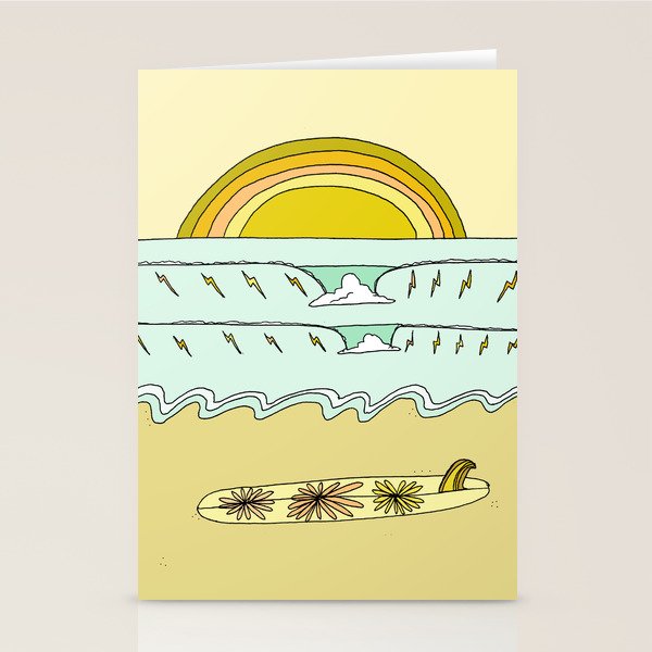 keep it simple // single fin // retro surf art by surfy birdy Stationery Card Gallery Image 1